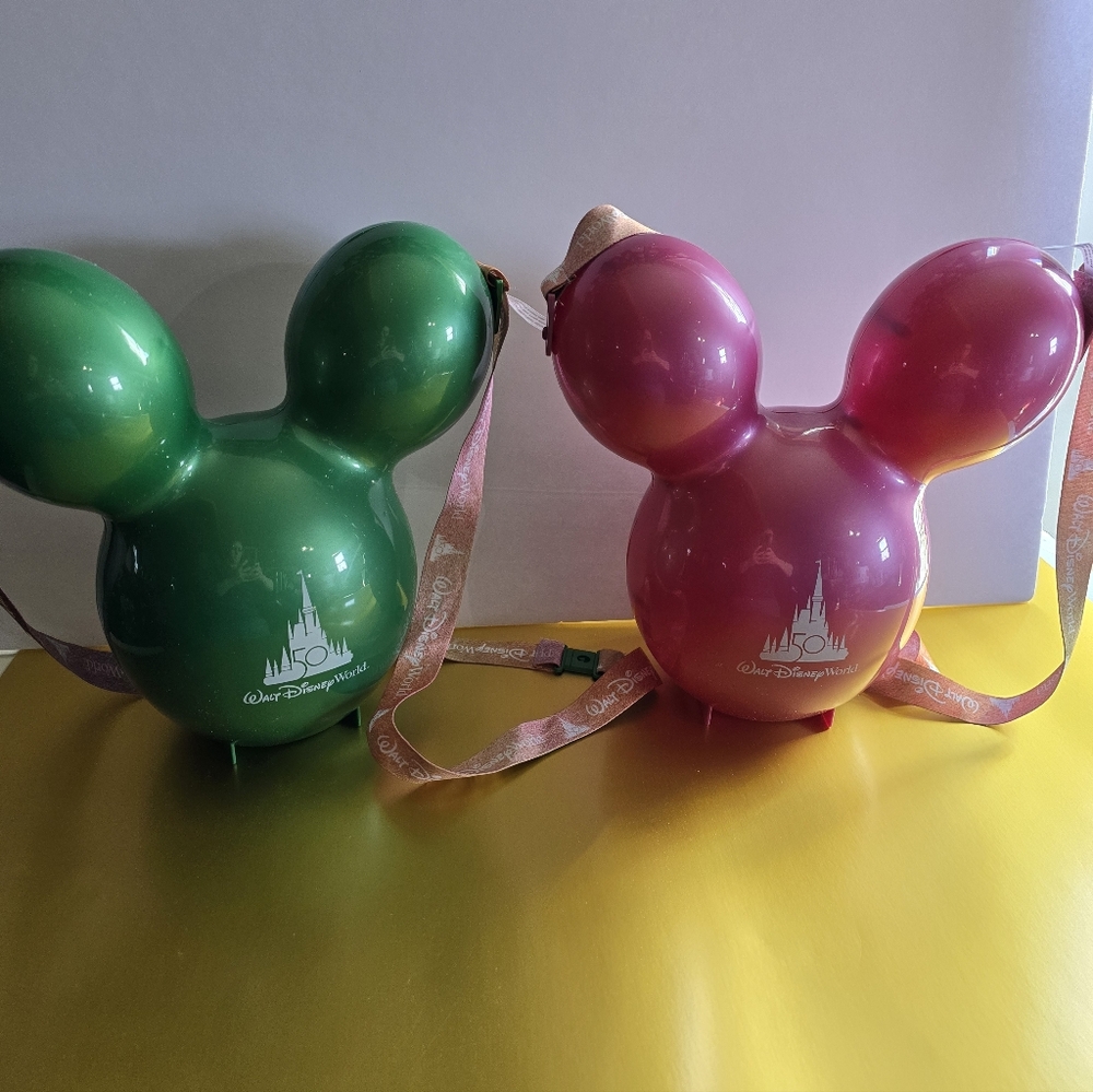 Disney Pink and Green Mickey Ear 50th AnniversaryContainer Bag, Bucket Crossbody